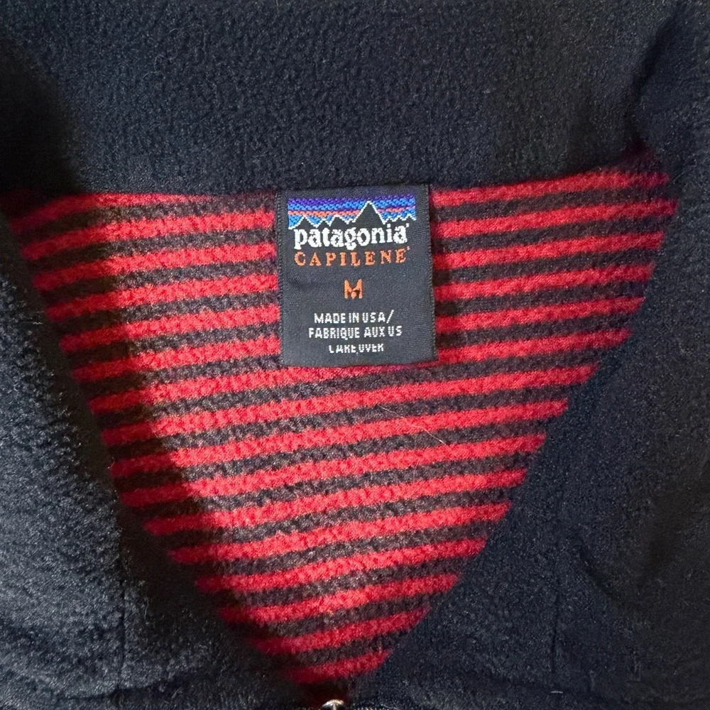 Vintage Patagonia Striped Capilene Midweight Fleece Quarter Zip Top Sz M USA